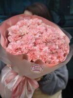 Букет из 25 розовых диантусов в упаковке